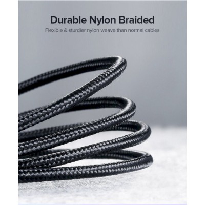 Кабель UGREEN US288 USB 2.0 To USB Type-C Cable Nickel Plating Aluminum Braid 3A 0.25m (60124) Black