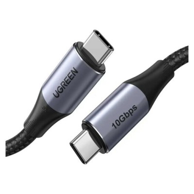 Кабель UGREEN US355 USB Type-C To USB Type-C 100W Gen2 5A Cable Aluminium Shell With Braided 1m Black (80150)