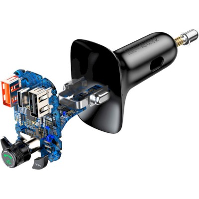 Автомобільне ЗУ Baseus FM Launcher S-13 2USB + Type-C CCMT000101 Black