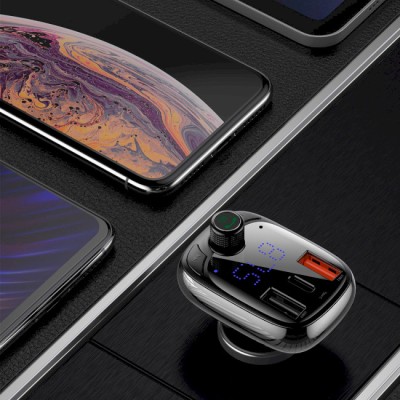 Автомобільне ЗУ Baseus FM Launcher S-13 2USB + Type-C CCMT000101 Black