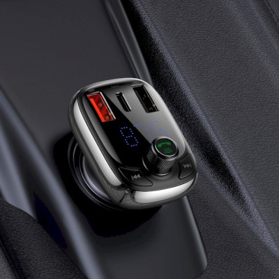 Автомобільне ЗУ Baseus FM Launcher S-13 2USB + Type-C CCMT000101 Black