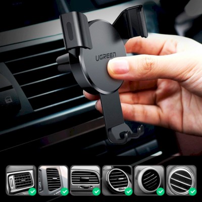 Автомобільний тримач UGREEN LP130 Gravity Drive Air Vent Mount Phone Holder (50564) Space Gray