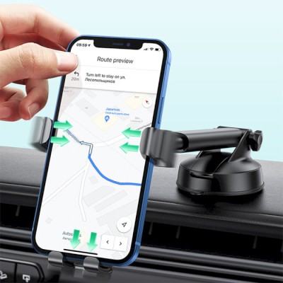 Автомобільний тримач UGREEN LP200 Gravity Phone Holder with Suction Cup (60990B) Black