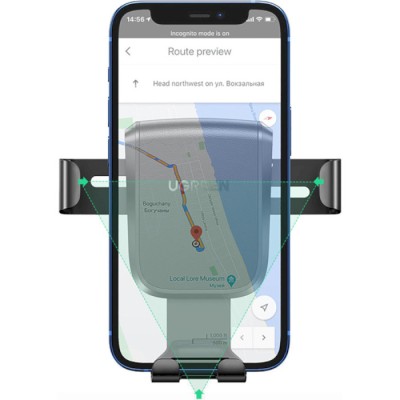 Автомобільний тримач UGREEN LP200 Gravity Phone Holder with Suction Cup (60990B) Black