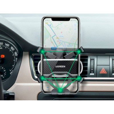 Автомобільний тримач UGREEN LP228 Gravity Drive Air Vent Car Mount Phone Holder With Arc-Shaped Mounting Clip (80871) Black
