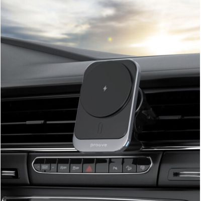 Автомобільний тримач З бездротовою зарядкою Proove Square Magnetic PRO 15W (WHSP15010004) Metal Gray