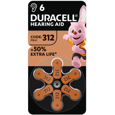 Батарейка DURACELL HA 312 уп. 6 шт.