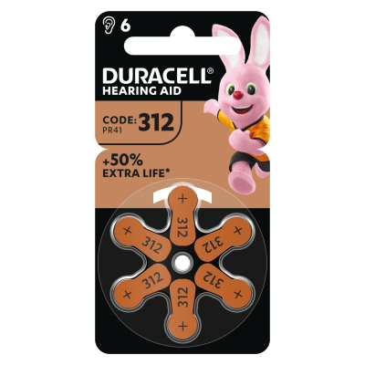 Батарейка DURACELL HA 312 уп. 6 шт.