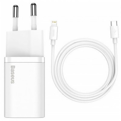 Зарядний Пристрій Baseus 1Type-C Super Si 20W + Cable Type-C to Lightning (TZCCSUP-B02) White