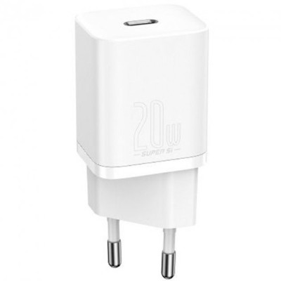 Зарядний Пристрій Baseus 1Type-C Super Si 20W + Cable Type-C to Lightning (TZCCSUP-B02) White