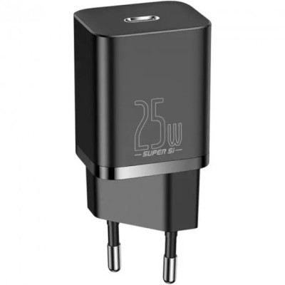 Зарядний Пристрій Baseus 1Type-C Super Si 25W + Cable Type-C to Type-C 1m (TZCCSUP-L01) Чорний