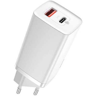 Зарядний Пристрій Baseus 1USB + Type-C Baseus GaN Lite 65W (CCGAN2L-B02) White