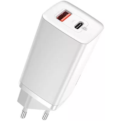 Зарядний Пристрій Baseus 1USB + Type-C Baseus GaN Lite 65W (CCGAN2L-B02) White