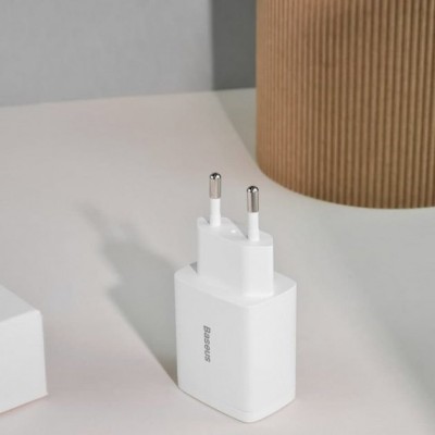 Зарядний Пристрій Baseus 1USB + Type-C Compact Quick Charger 20W (CCXJ-B02) White