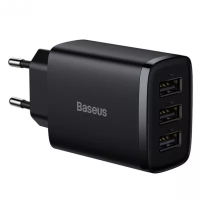 Зарядний Пристрій Baseus Compact 17W (3USB) (CCXJ020101) Black