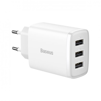 Зарядний Пристрій Baseus Compact 17W (3USB) (CCXJ020102) White