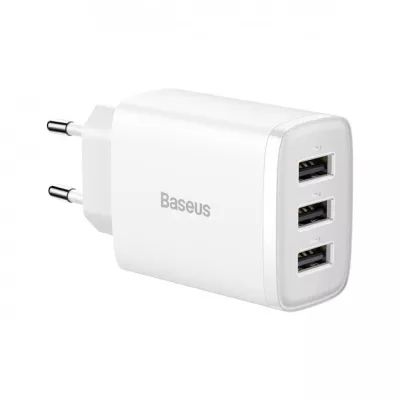 Зарядний Пристрій Baseus Compact 17W (3USB) (CCXJ020102) White