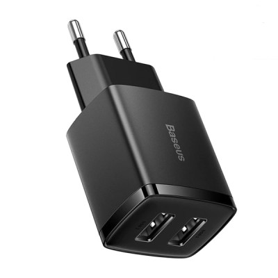 Зарядний Пристрій Baseus Compact Charger 2U 10.5W (CCXJ010201) Black Зарядний Пристрій Baseus Compact Charger 2U 10.5W (CCXJ010201) Black