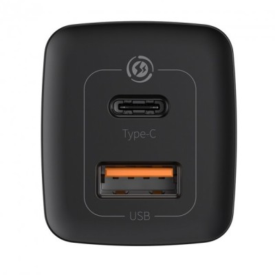 Зарядний Пристрій Baseus GaN2 Lite Quick Charger 65W (1 Type-C + 1 USB) (CCGAN2L-B01) Black