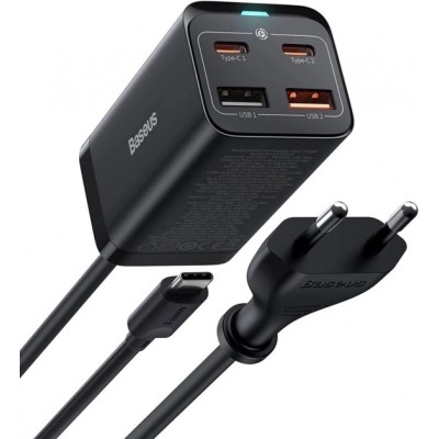 Зарядний Пристрій Baseus GaN3 Pro 100W (2 Type-C + 2 USB) (CCGP000101) Black