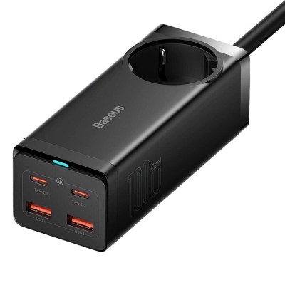 Зарядний Пристрій Baseus GaN3 Pro Desktop Powerstrip AC+2U+2C 65W EU Black(Include:Baseus Xiaobai series fast charging Cable Typ