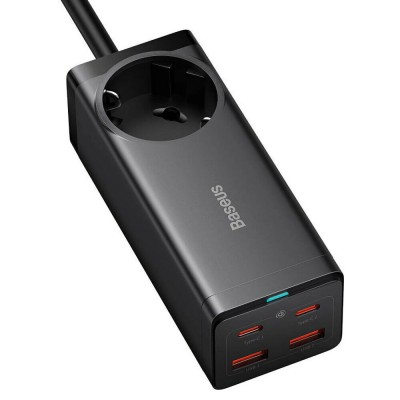 Зарядний Пристрій Baseus GaN3 Pro Desktop Powerstrip AC+2U+2C 65W EU Black(Include：Baseus Xiaobai series fast charging Cable Typ