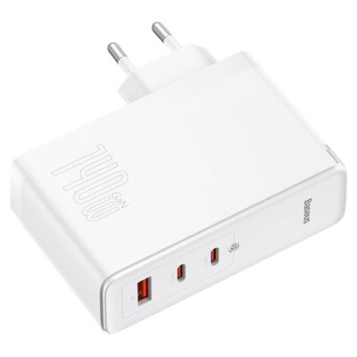 Зарядний Пристрій Baseus GaN5 Pro 140W 2 x Type-C + USB + Кабель Type-C - Type-C (CCGP100202) white Зарядний Пристрій Baseus GaN5 Pro 140W 2 x Type-C + USB + Кабель Type-C - Type-C (CCGP100202) white
