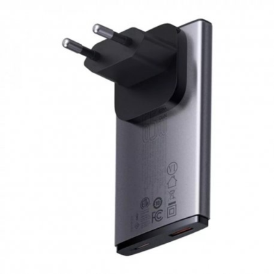 Зарядний Пристрій Baseus GaN5 Pro 65W Ultra-Slim (Type-C + USB) + Кабель Type-C to Type-C 100W (1м) (CCGP150113) Gray