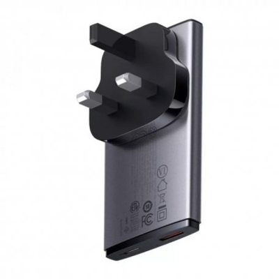 Зарядний Пристрій Baseus GaN5 Pro 65W Ultra-Slim (Type-C + USB) + Кабель Type-C to Type-C 100W (1м) (CCGP150113) Gray