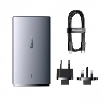 Зарядний Пристрій Baseus GaN5 Pro 65W Ultra-Slim (Type-C + USB) + Кабель Type-C to Type-C 100W (1м) (CCGP150113) Gray