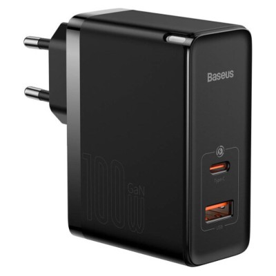 Зарядний Пристрій Baseus GaN5 Pro Fast Charger C+U 100W (Cable Type-C to Type-C 100W(20V/5A) 1m) CCGP090201 Black