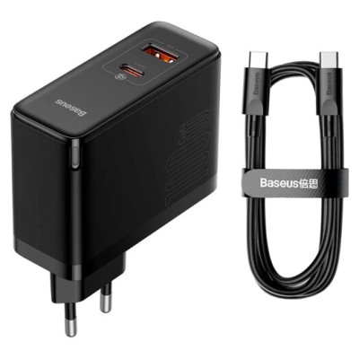 Зарядний Пристрій Baseus GaN5 Pro Fast Charger C+U 100W (Cable Type-C to Type-C 100W(20V/5A) 1m) CCGP090201 Black