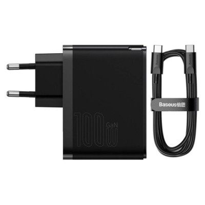 Зарядний Пристрій Baseus GaN5 Pro Fast Charger C+U 100W (Cable Type-C to Type-C 100W(20V/5A) 1m) CCGP090201 Black