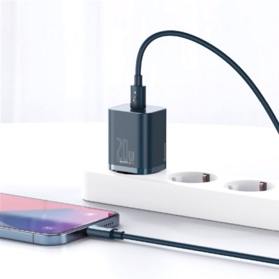 Зарядний Пристрій Baseus Super Si PD Charger 20W + Cable Type-C To Lightning (TZCCSUP-B03) Blue