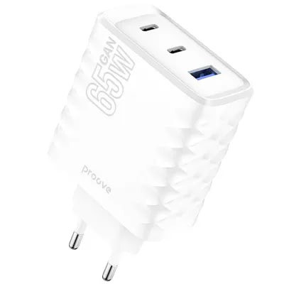 Зарядний Пристрій Proove Speed Surge Gan 65W (USB + 2 Type-C) (WCSS60120002) White