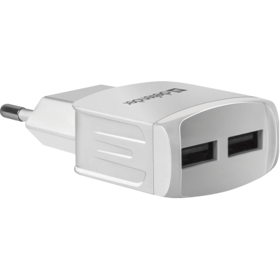 мережева зарядка DEFENDER (83580)UPA-22 біла, 2xUSB, 2.1А