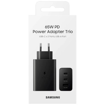мережева зарядка SAMSUNG 65W Power Adapter Trio (w/o cable) EP-T6530NBEGEU / Чорна