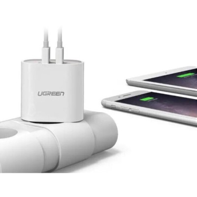 Мережевий Зарядний пристрій UGREEN CD104 Dual USB Wall Charger 3.4A (20384) White