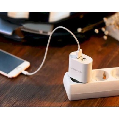 Мережевий Зарядний пристрій UGREEN CD104 Dual USB Wall Charger 3.4A (20384) White