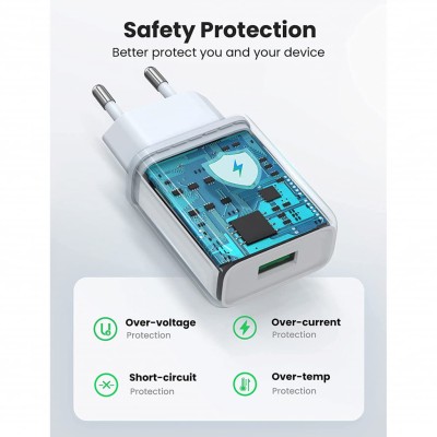Мережевий Зарядний пристрій UGREEN CD122 18W QC3.0 USB Fast Charger 3A (10133) White