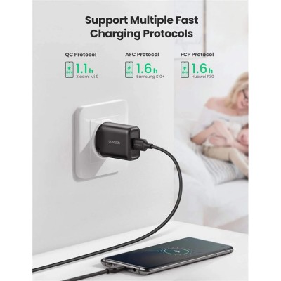 Мережевий Зарядний пристрій UGREEN CD122 18W QC3.0 USB Fast Charger 3A (70273) Black Мережевий Зарядний пристрій UGREEN CD122 18W QC3.0 USB Fast Charger 3A (70273) Black