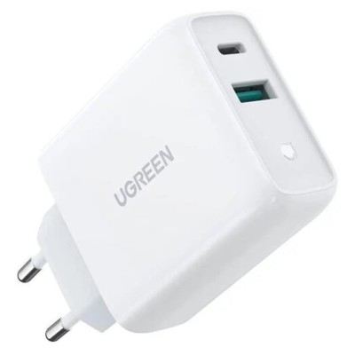 Мережевий Зарядний пристрій UGREEN CD170 USB+USB Type-C Wall Charger 36W 3A (60468) White Мережевий Зарядний пристрій UGREEN CD170 USB+USB Type-C Wall Charger 36W 3A (60468) White