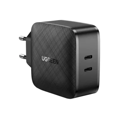 Мережевий Зарядний пристрій UGREEN CD216 2xUSB Type-C Fast Charger PD QC4.0 66W 3A (70867) Black