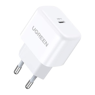 Мережевий Зарядний пристрій UGREEN CD241 USB Type-C 20W Mini PD PD3.0 Fast Charger 3A (10220) White