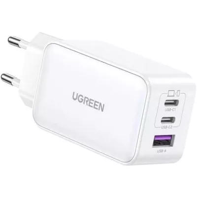 Мережевий Зарядний пристрій UGREEN CD244 USB-A+2xUSB-C 65W GaN Tech Fast Charger (15334) White