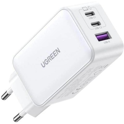 Мережевий Зарядний пристрій UGREEN CD244 USB-A+2xUSB-C 65W GaN Tech Fast Charger (15334) White