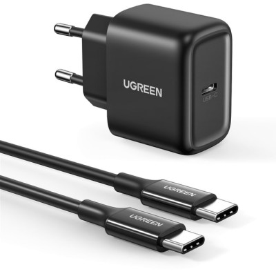 Мережевий Зарядний пристрій UGREEN CD250 USB-C 25W PD Charger With C To C 2m Cable (50581) Black Мережевий Зарядний пристрій UGREEN CD250 USB-C 25W PD Charger With C To C 2m Cable (50581) Black