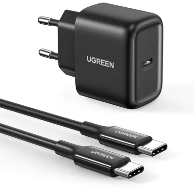 Мережевий Зарядний пристрій UGREEN CD250 USB-C 25W PD Charger With C To C 2m Cable (50581) Black