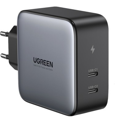 Мережевий Зарядний пристрій UGREEN CD254 2xUSB-C 100W GaN Tech Fast Charger (50327) Black Мережевий Зарядний пристрій UGREEN CD254 2xUSB-C 100W GaN Tech Fast Charger (50327) Black