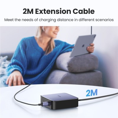 Мережевий Зарядний пристрій UGREEN CD271 2U+4C 200W GaN FC сір